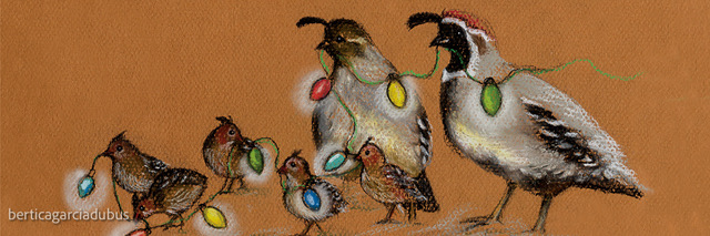 Christmas Quails, Pastel